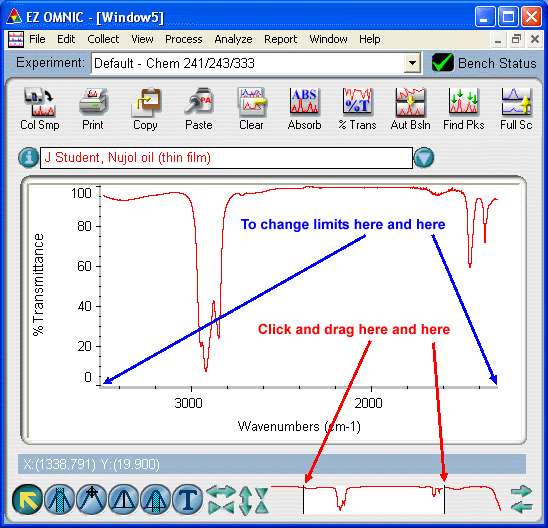 Adjusting the display range using the compressed spectrum view