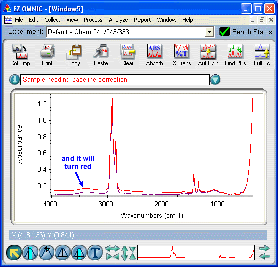 Click on the uncorrected spectrum (it will turn red)