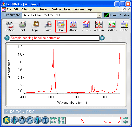 Click the Clear icon on the task bar to remove the unwanted spectrum