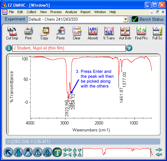 3. Press Enter and the peak will be picked along with the others